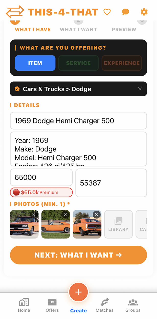 Create offer form