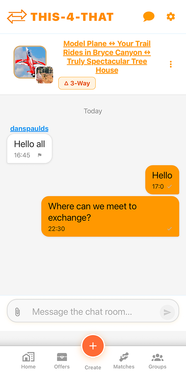 Group chat in a Barter Mat